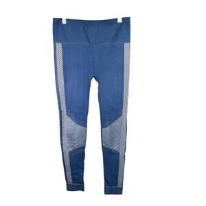Fabletics Blue Seamless Chevron Leggings Size S High‎ Rise Stretch Workout